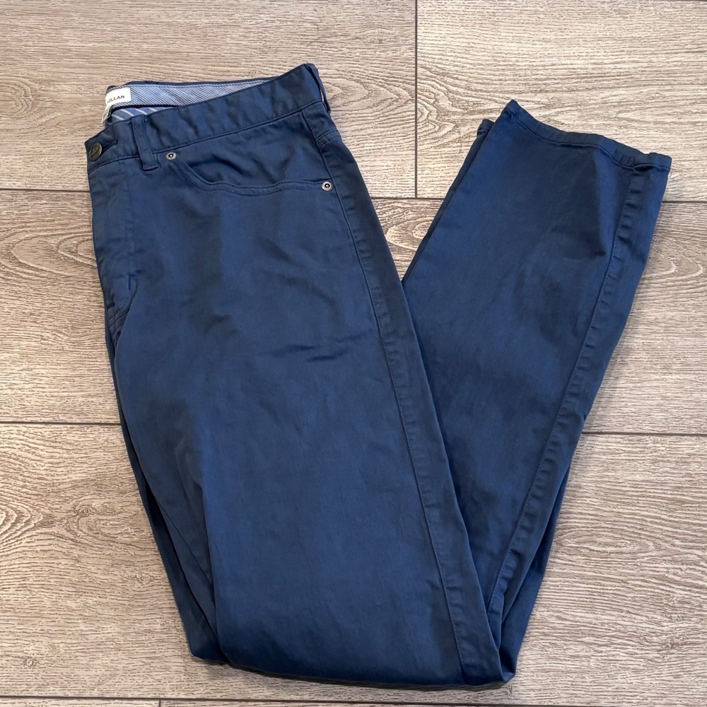 Peter Millar 5-Pocket Pants Mens 32 Navy Blue Stretch Chino Preppy Casual Golf